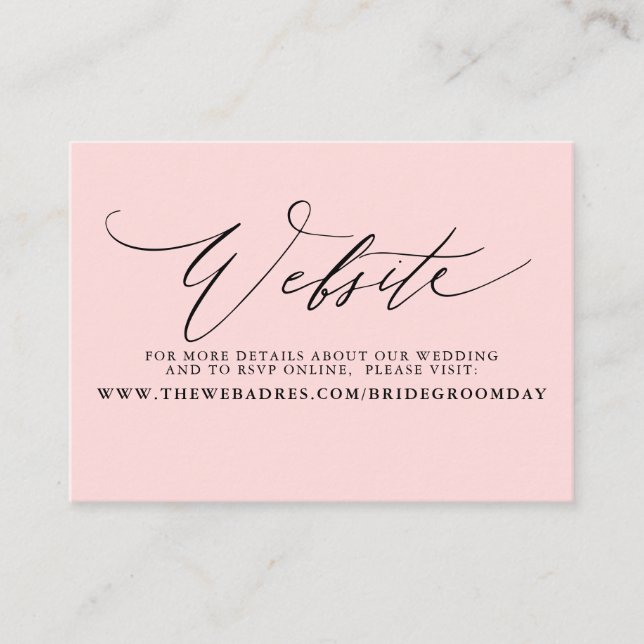 Tarjeta web minimalista de Boda de guiones moderno (Anverso)