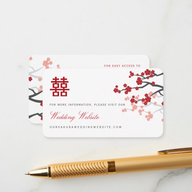Tarjeta web para Bodas chinos con flores de cerezo (Anverso/Reverso In Situ)