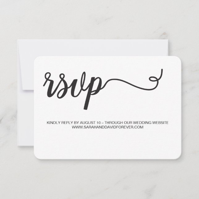 Tarjeta web RSVP en blanco y negro sin correo (Anverso)
