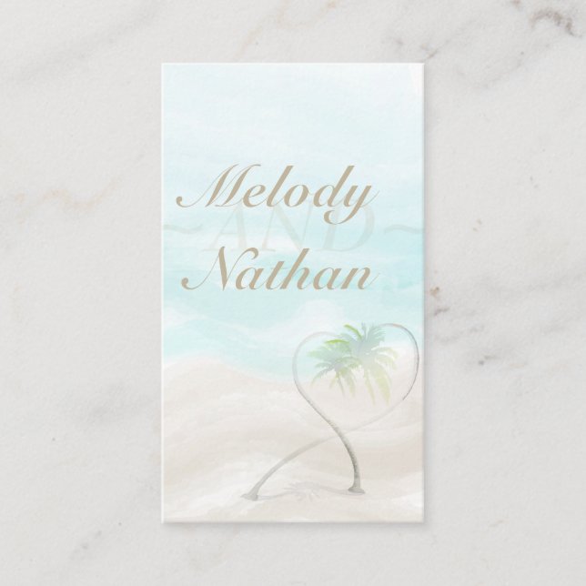 Tarjeta web Watercolor Tropical Beach Wedding (Anverso)