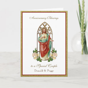 Tarjeta Wedding Anniversary Religious Sacred Heart Jesus