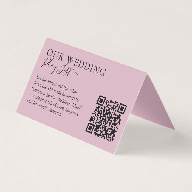 Tarjeta Wedding Blush Pink QR Code Playlist (Anverso)