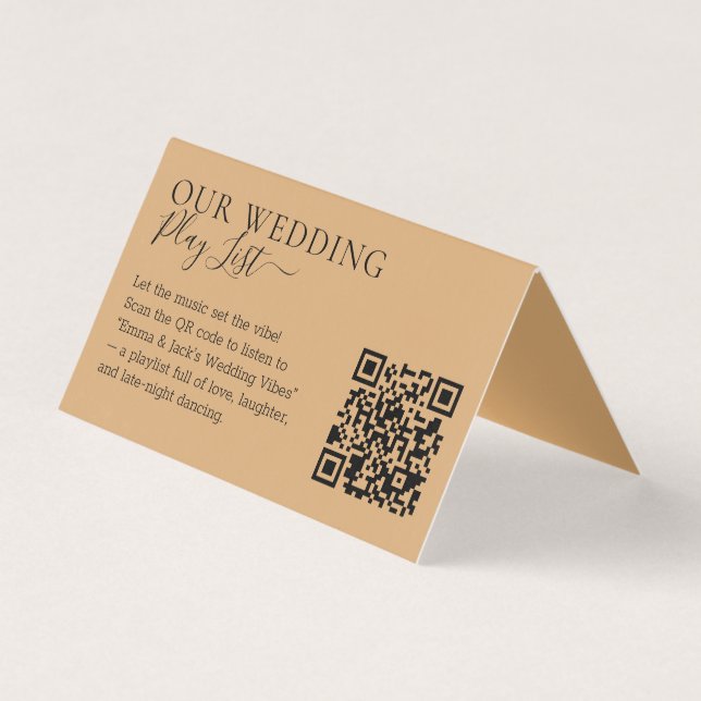 Tarjeta Wedding Burly Wood Sand QR Code Playlist (Anverso)