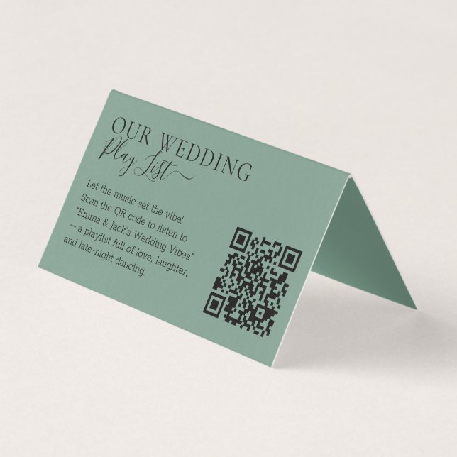 Tarjeta Wedding Cadet Blue Green QR Code Playlist (Anverso)