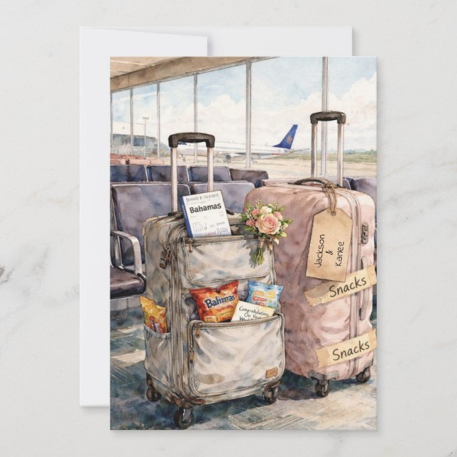 Tarjeta Wedding Congratulations Honeymoon Trip Snacks Card (Anverso)