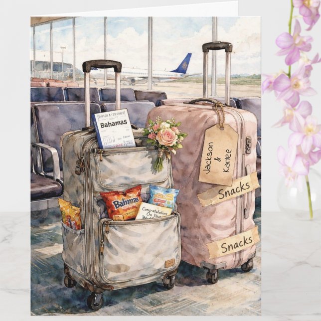Tarjeta Wedding Congratulations Honeymoon Trip Snacks Card (Subido por el creador)