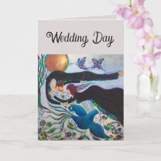 Tarjeta Wedding Day Couple in Love Whimsical Art 