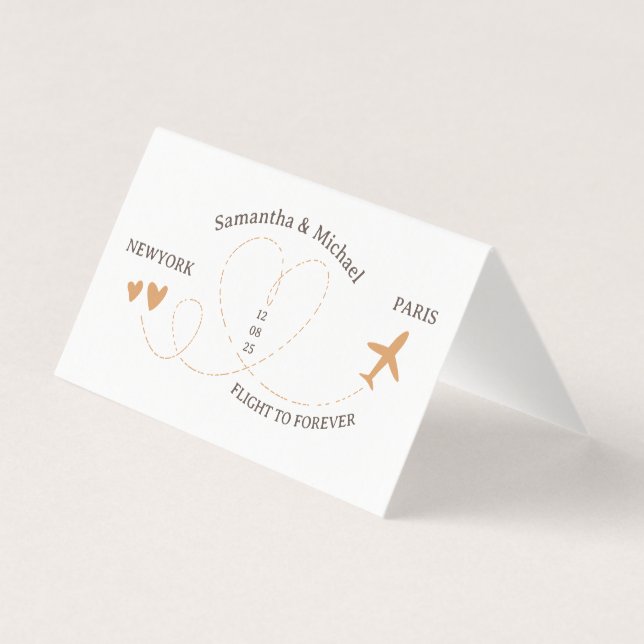 Tarjeta Wedding Flight Travel QR Code Playlist (Reverso)