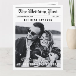 Tarjeta Wedding Newspaper Program Classic Black & White