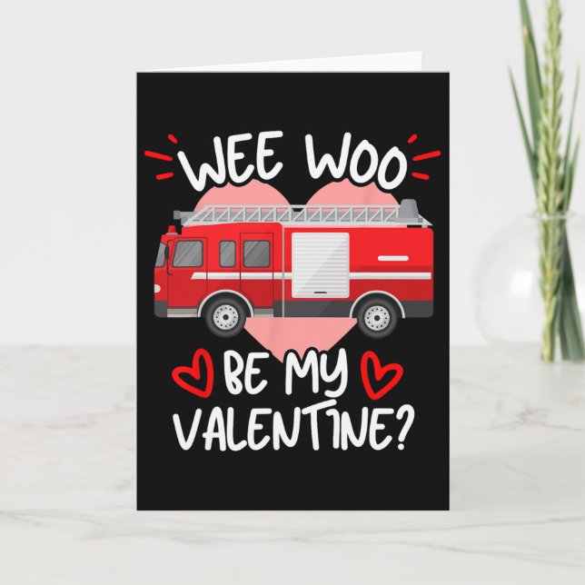 Tarjeta Wee Woo Sé Mi San Valentín Camión De Bomberos Bomb (Anverso)