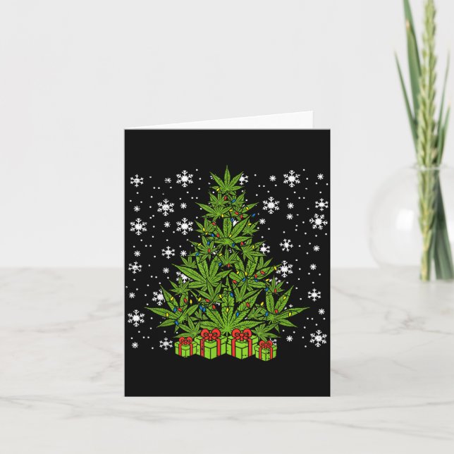 Tarjeta Weed Christmas Tree Funny Xmas T Men Women  (Anverso)