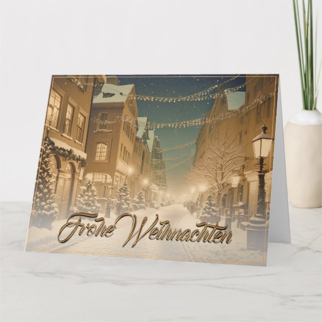 Tarjeta Weihnachtlich verschneite Straßen einer Innenstadt (Anverso)