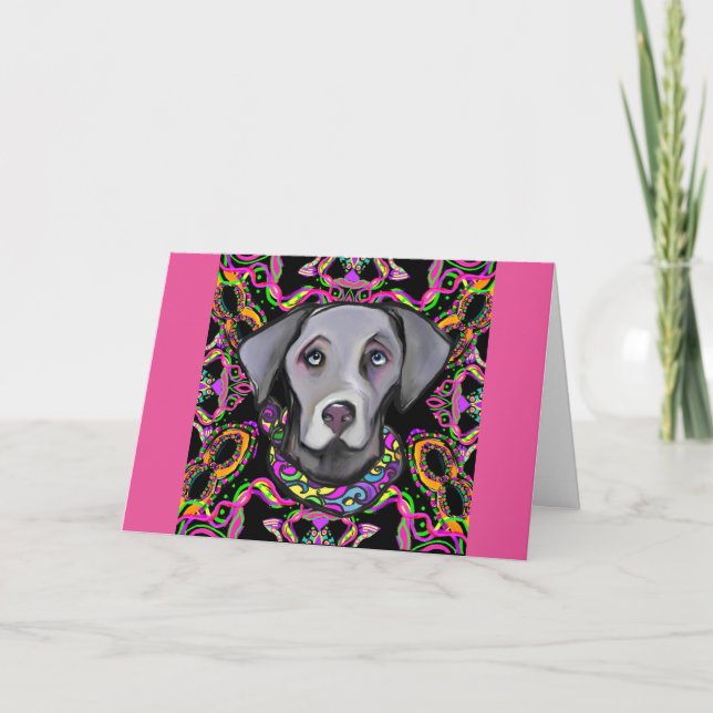 TARJETA WEIMARANA MARDI GRAS (Anverso)