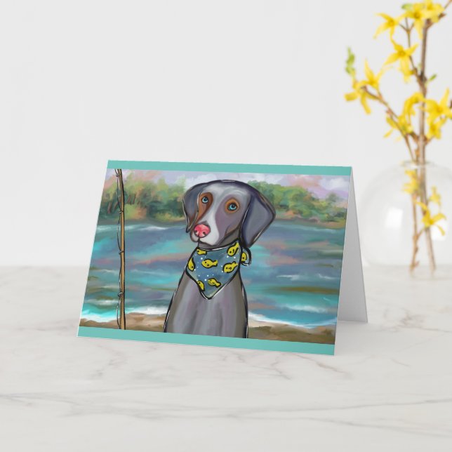 TARJETA WEIMARANER (flor amarilla)