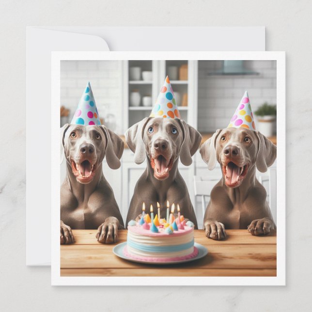 Tarjeta Weimaraner, cumpleaños de Weimaraner (Anverso)