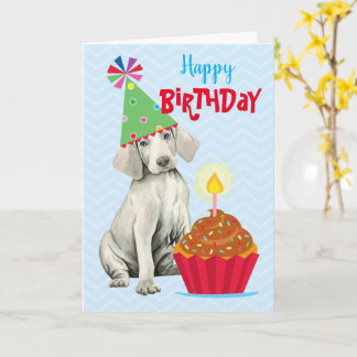 Tarjeta Weimaraner Cupcake de cumpleaños