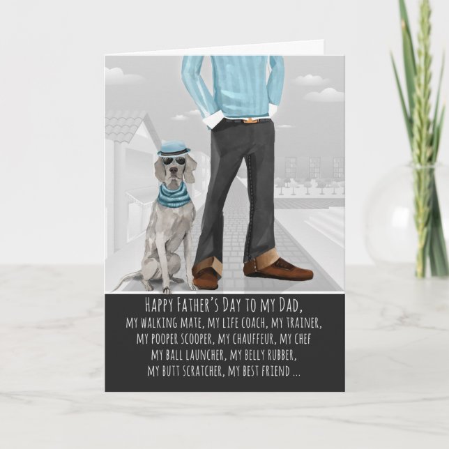 Tarjeta Weimaraner del Día del Padre Perro (Anverso)