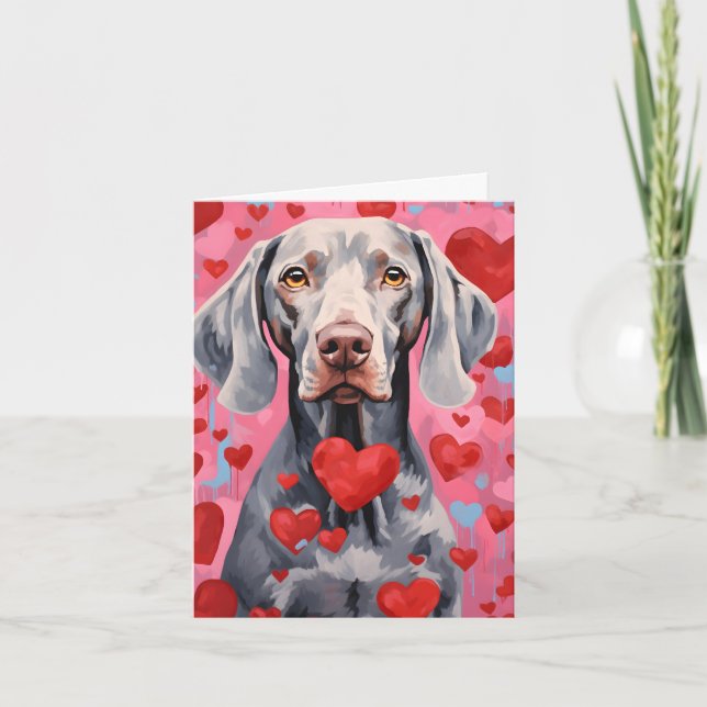 Tarjeta Weimaraner Día de San Valentín (Anverso)