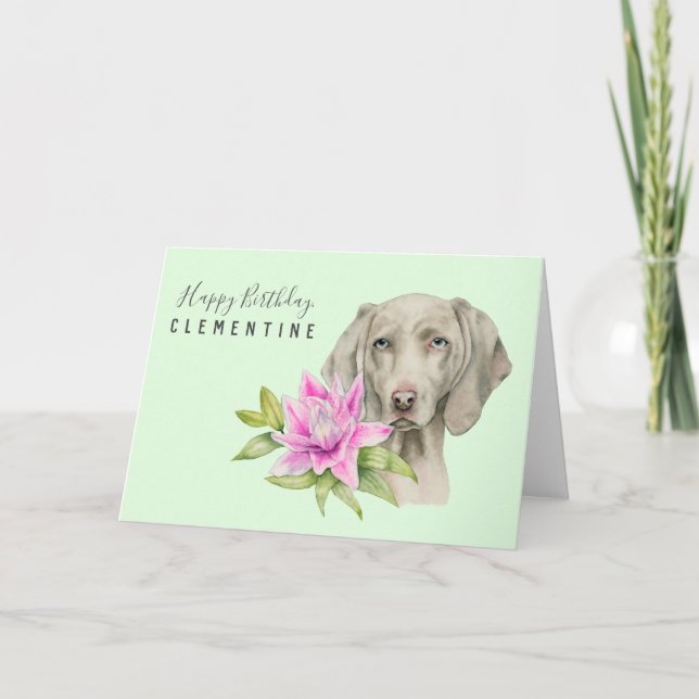 Tarjeta Weimaraner Dog Watercolor Birthday (Anverso)