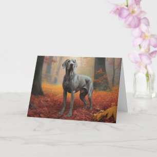Tarjeta Weimaraner en Otoño Inspira Caída de Hojas