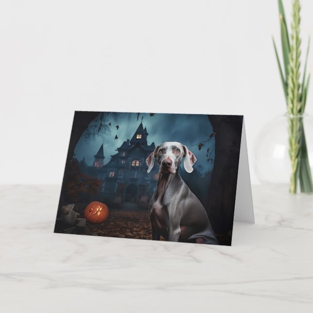 Tarjeta Weimaraner Halloween Aterrador (Anverso)