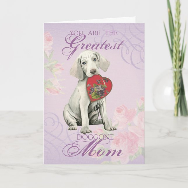 Tarjeta Weimaraner Heart Mom (Anverso)