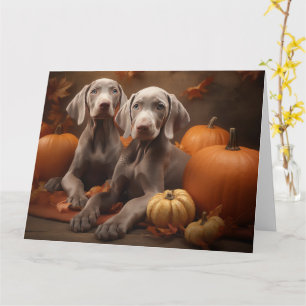 Tarjeta Weimaraner Puppy Autumn Delight Pumpkin
