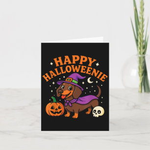 Tarjeta Weiner Dog Witch Happy Halloweenie Cute Halloween