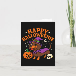 Tarjeta Weiner Dog Witch Happy Halloweenie Cute Halloween