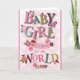 Tarjeta Welcome Baby Girl, geboortekaart,dubbele wenskaart