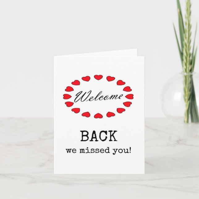 Tarjeta Welcome Back, We Missed You (Anverso)