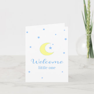Tarjeta Welcome Little One Moon and Stars New Baby Blue 