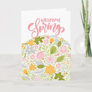 Tarjeta Welcome Spring Greeting Card Floral Arrangement
