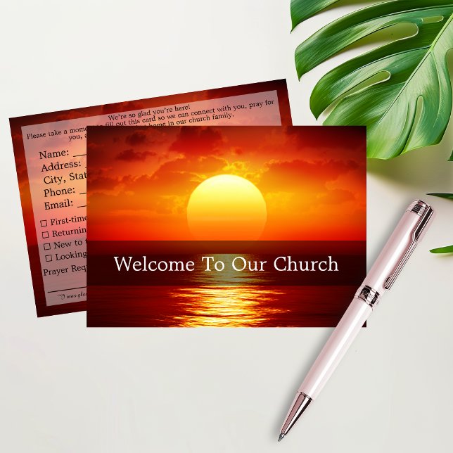 Tarjeta Welcome To Our Church Visitors Big Sunset (Welcome To Our Church Visitors Big Sunset Card)
