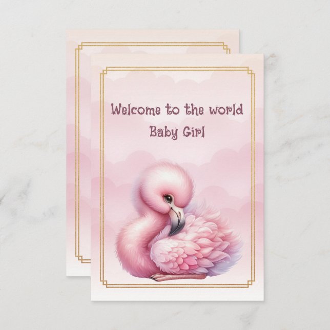 Tarjeta Welcome to the world Baby Girl  (Anverso / Reverso)