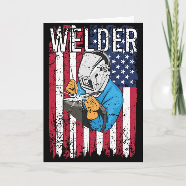 Tarjeta Welder Vintage USA Bandera Americana Soldadura (Anverso)