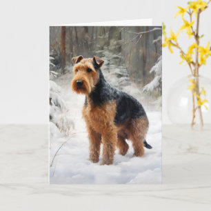 Tarjeta Welsh Terrier deja que nieve Navidades