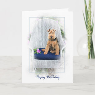 Tarjeta Welsh Terrier en el cumpleaños de la silla
