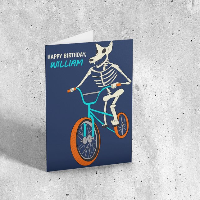Tarjeta Werewolf Skeleton on a BMX Bike Boys Birthday (Subido por el creador)