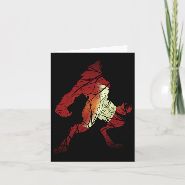 Tarjeta Werewolf Wolf Moon Werewolf Silhouette Halloween C (Anverso)