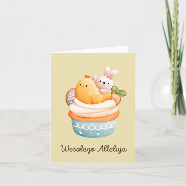 Tarjeta Wesołego Alleluja, pascua feliz polaca (Anverso)
