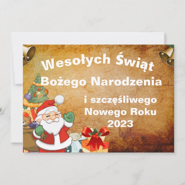 Tarjeta Wesołych świąt Bożego Narodzenia en polaco (Anverso)