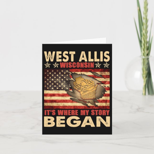 Tarjeta West Allis Wisconsin Bandera Estadounidense 4 De J (Anverso)