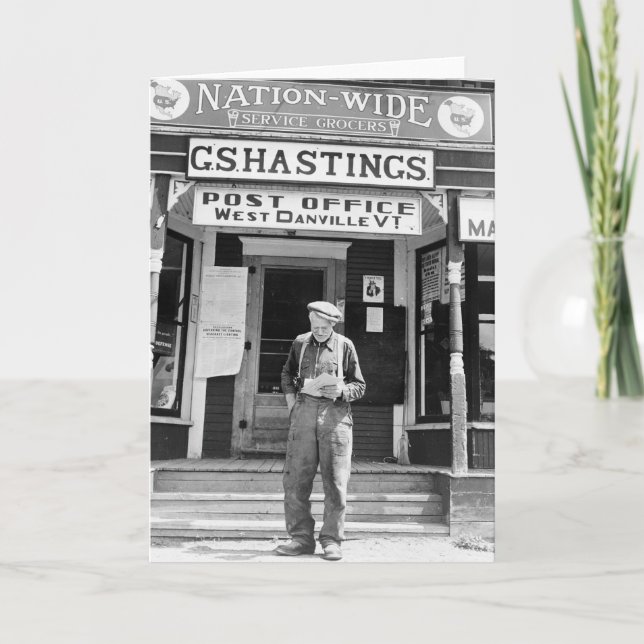 Tarjeta West Danville, VT, Oficina de Correos, años 40 (Anverso)