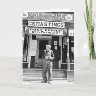 Tarjeta West Danville, VT, Oficina de Correos, años 40