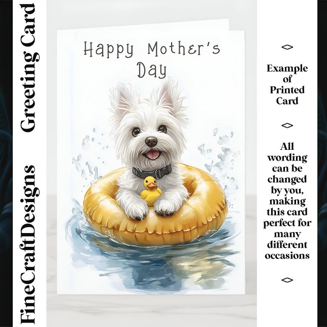 Tarjeta West Highland Terrier Nadando CV5 Madre Personaliz (Subido por el creador)