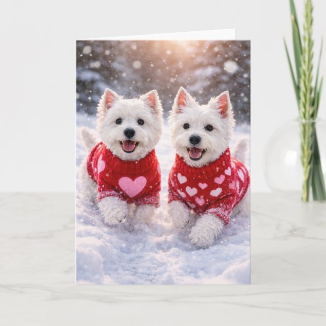 Tarjeta West Highland White Terrier Valentine’s Day Card (Anverso)