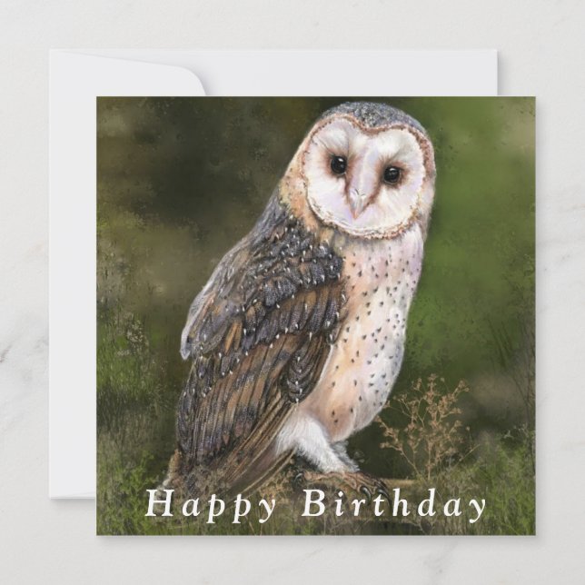 Tarjeta Western Barn Owl Happy Birday Card (Reverso)