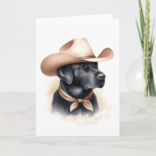 Tarjeta Western Cowboy Black Lab Estilo de país (Anverso)