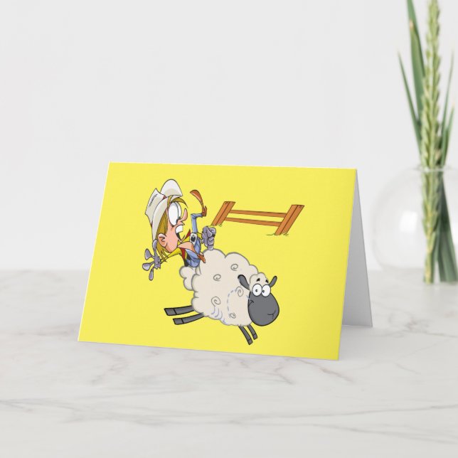 Tarjeta Western Cowboy Cowgirl Rodeo Mutton Bustin (Anverso)